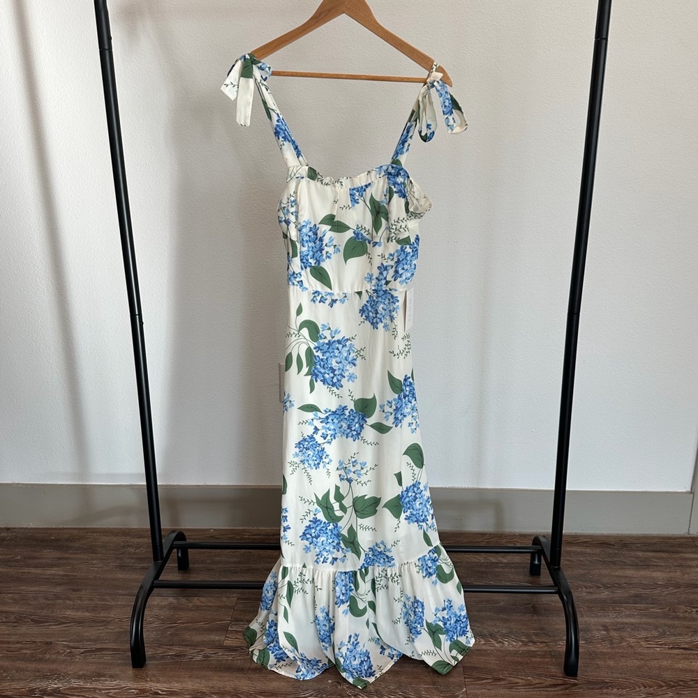 Floral Blue and White Maxi Dress